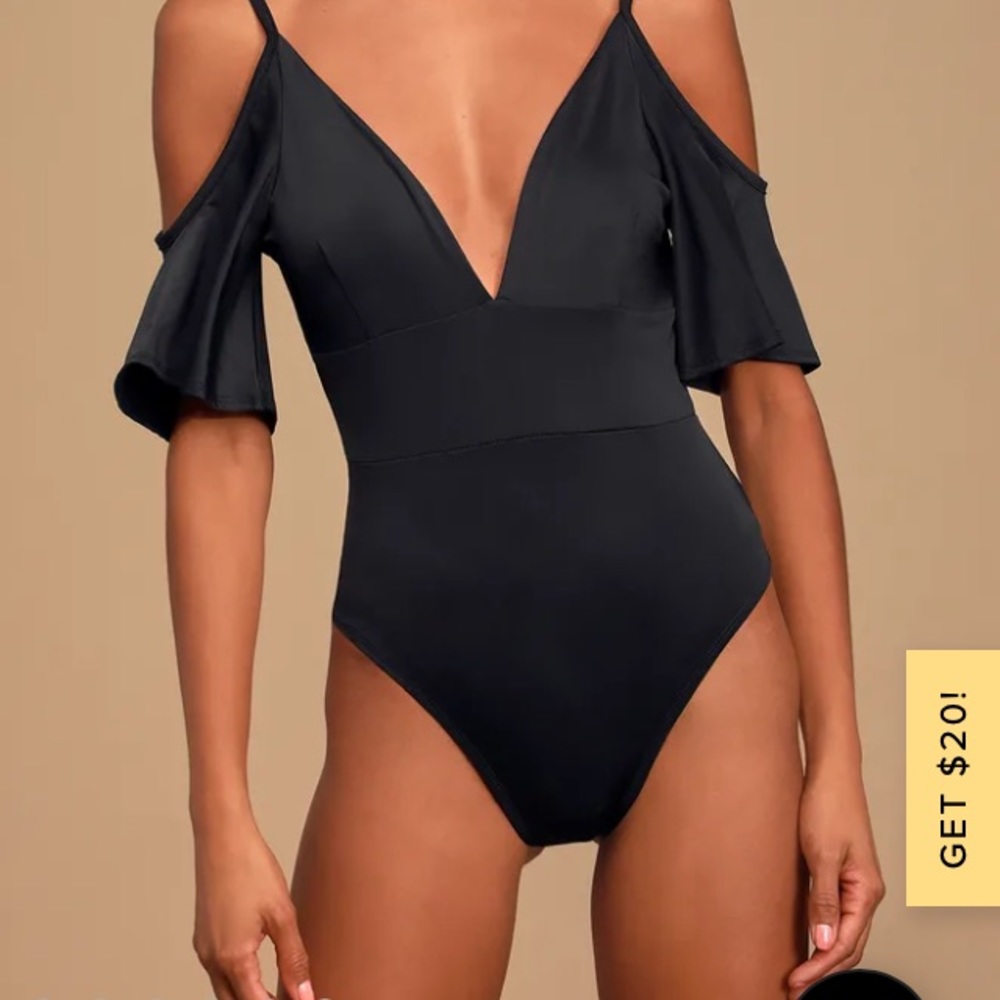 NWOT Lulus Black Off the Shoulder Body Suit